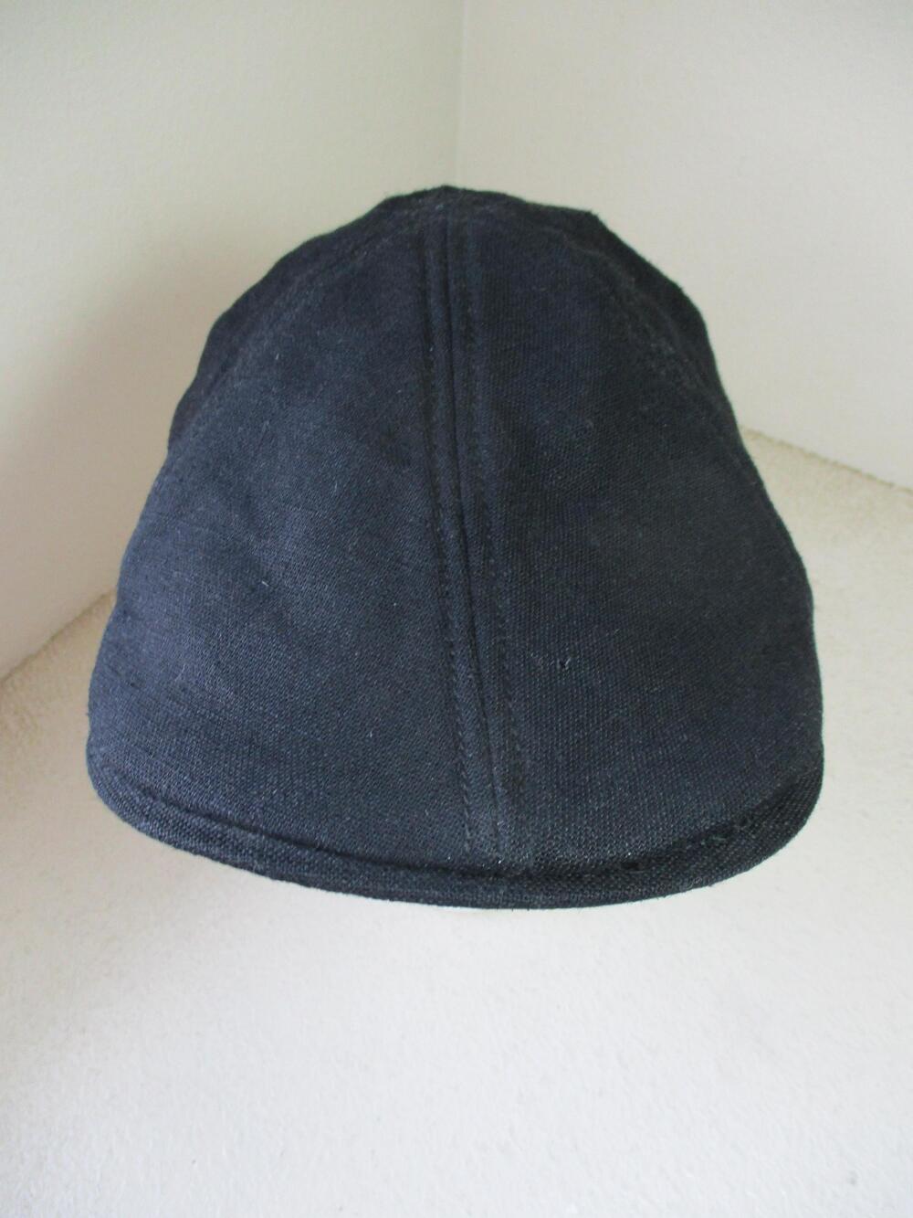 Goorin Bros Hat Flat Cap L Black Linen Cotton Lined Casual Newsboy Duckbill FLAW